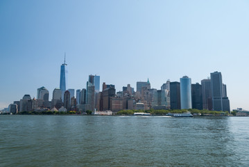 Fototapeta na wymiar Manhattan downtown and Battery Park close up