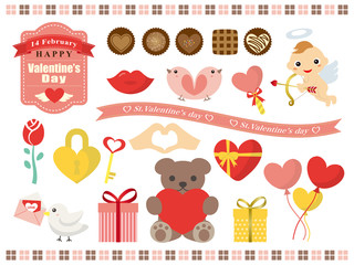 バレンタイン　イラスト素材セット