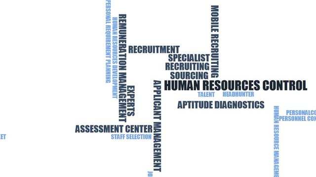 HUMAN RESOURCES CONTROL - word cloud / wordcloud with terms about recruiting