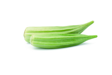 Fresh young okra isolated on white background