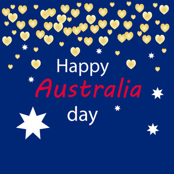 Happy Australia day card on a blue background