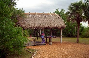 Fototapeta na wymiar Seminole Indian hut, Florida, USA