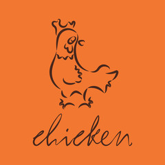 Silhouette of a chicken, template logo design. Vector illustration eps10