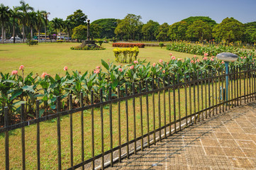 The Park around the Roman Catholic Church of St. Francis Assisi in Old Goa, India.
