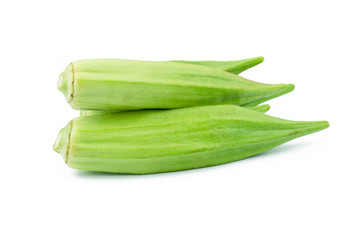 Fresh young okra isolated on white background