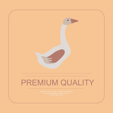 Logotype of premium quality with goose in flat design. Perfect organic farm products banner or flyer. Vector illustration. eps 10