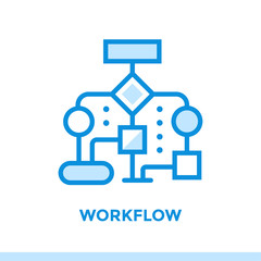 Linear workflow icon for new business. Pictogram in outline style. Vector modern flat icon suitable for print, presentation and website