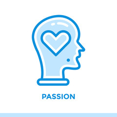 Linear passion icon for new business. Pictogram in outline style. Vector modern flat icon suitable for print, presentation and website