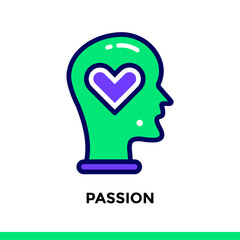 Linear passion icon. Pictogram in outline style on white. Vector flat line icon suitable for mobile apps, websites and illustration