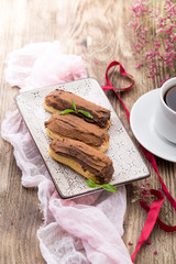 Eclairs (dessert) for valentines day
