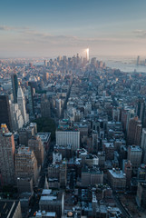 Fototapeta premium Manhattan aerial at dusk