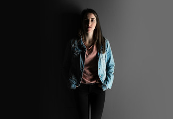 Young girl posing in studio