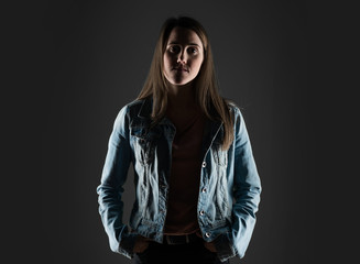 Young girl posing in studio