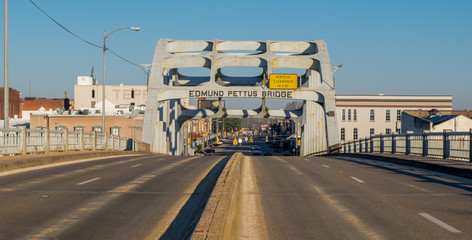 The Edmund Pettus Bridge, site of the Bloody Sunday attack in 1965 in Selma, Alabama - obrazy, fototapety, plakaty