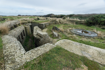 Fototapeta na wymiar German bunkers of Longues sur Mer. Normandy, France