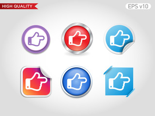 Colored icon or button of right finger symbol with background