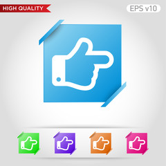 Colored icon or button of right finger symbol with background