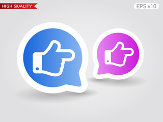 Obraz premium Colored icon or button of right finger symbol with background