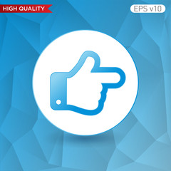 Colored icon or button of right finger symbol with background