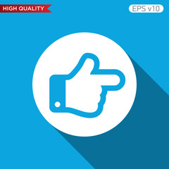 Colored icon or button of right finger symbol with background