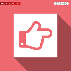 Colored icon or button of right finger symbol with background