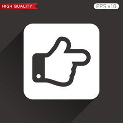 Colored icon or button of right finger symbol with background