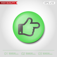 Colored icon or button of right finger symbol with background