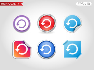 Colored icon or button of refresh symbol with background