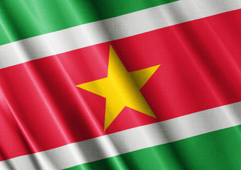 Suriname waving flag close