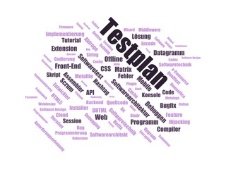 testplan - Wortwolke ( word cloud, wordcloud ) mit Begriffen aus dem Bereich Personalbeschaffung.