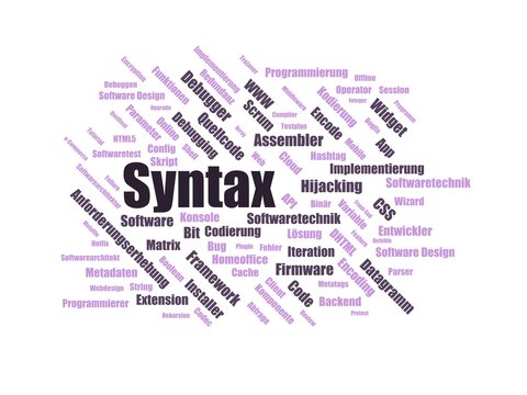 syntax - Wortwolke ( word cloud, wordcloud ) mit Begriffen aus dem Bereich Personalbeschaffung.