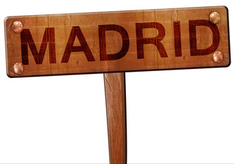 Madrid road sign, 3D rendering