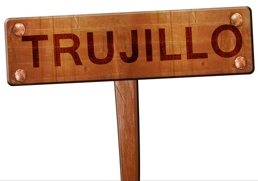 Trujillo road sign, 3D rendering