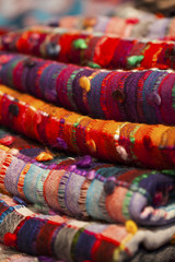 Image of wool and silk scarfs in a asian market