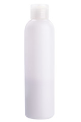 White plastic bottle on a white background.