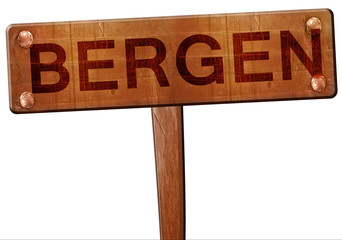 Bergen road sign, 3D rendering