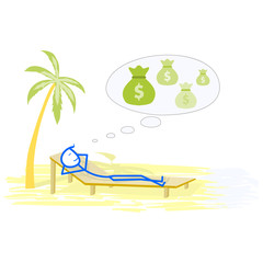 Successful man relaxing on the beach - concept illustration