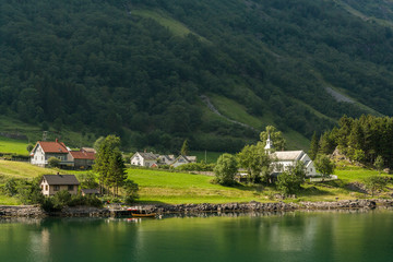 Fototapeta na wymiar Small village near Gudvangen at Nærøyfjorden, Norway
