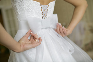 Closeup corset wedding bridesmaid dresses
