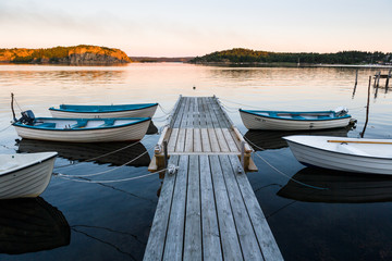 Obraz premium Landing-stage at Sunset at Rörback, Munkeby near Uddevalla, Swe