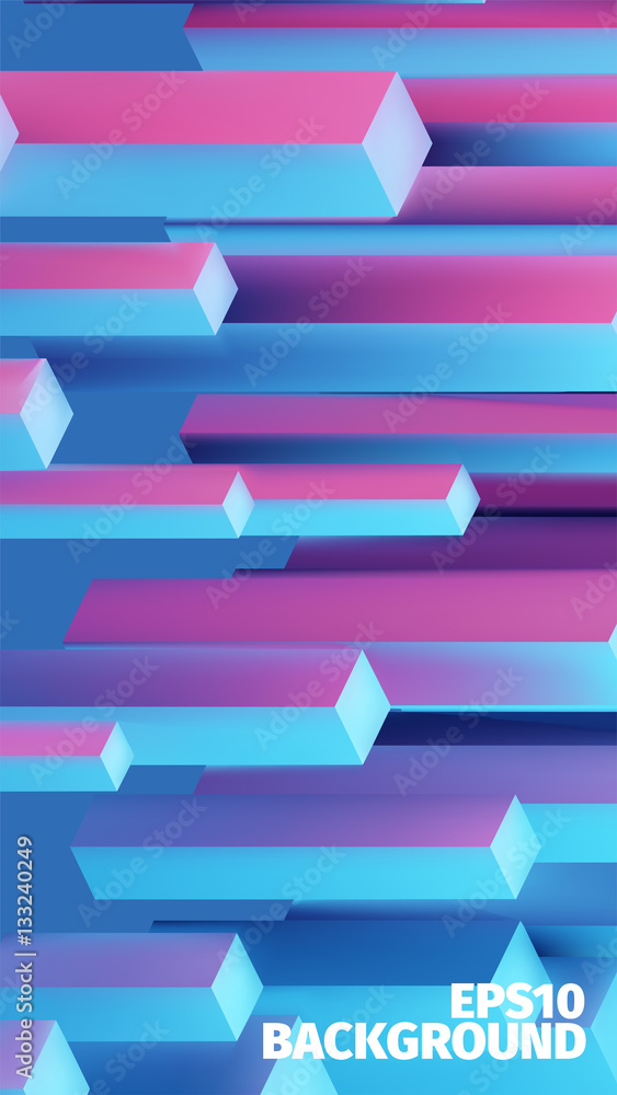 Poster abstract isometric boxes 3d background. vector cubes pattern. contrast illustration