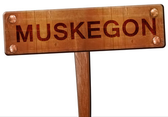 muskegon road sign, 3D rendering