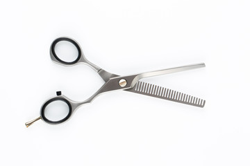 Hair scissor, cutter and trimmer on white backgroun.