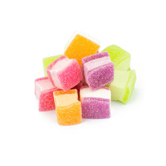 marshmallow with gelatin dessert isolated on white