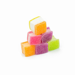 marshmallow with gelatin dessert isolated on white