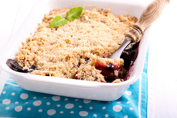 Blackberry and apple crumble cake