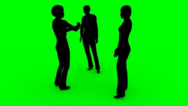 4k silhouettes of women speaking on a green background