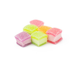 marshmallow with gelatin dessert isolated on white