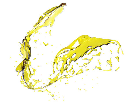 Olive oil splashing isolated on white background