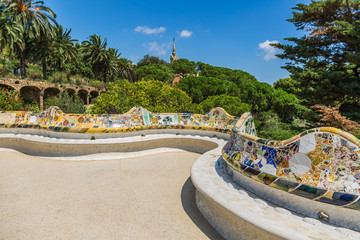 Mosaic Bench in Park Guell Barcelona